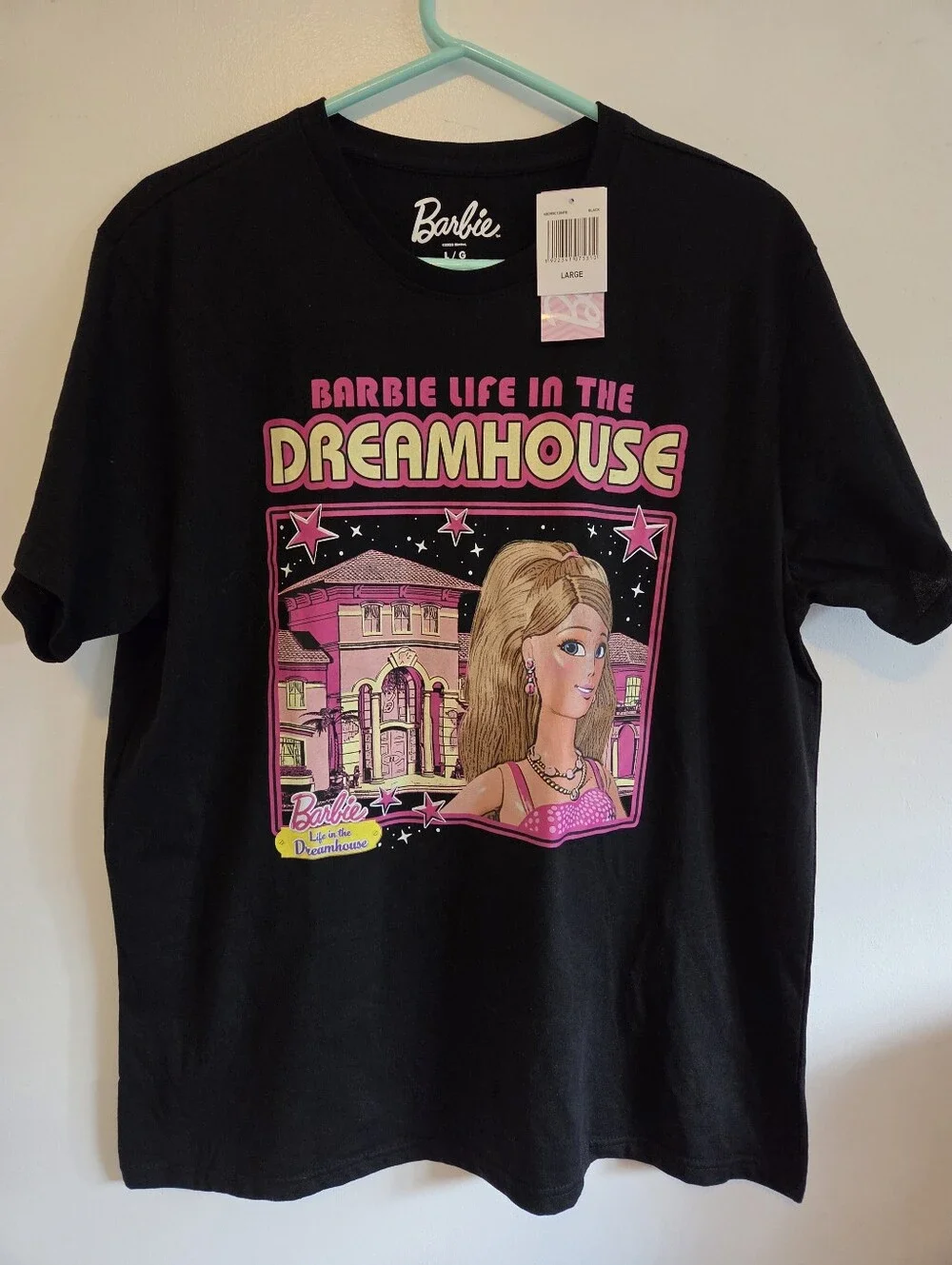 Barbie Black Tee with Pink & Yellow Dreamhouse Graphic